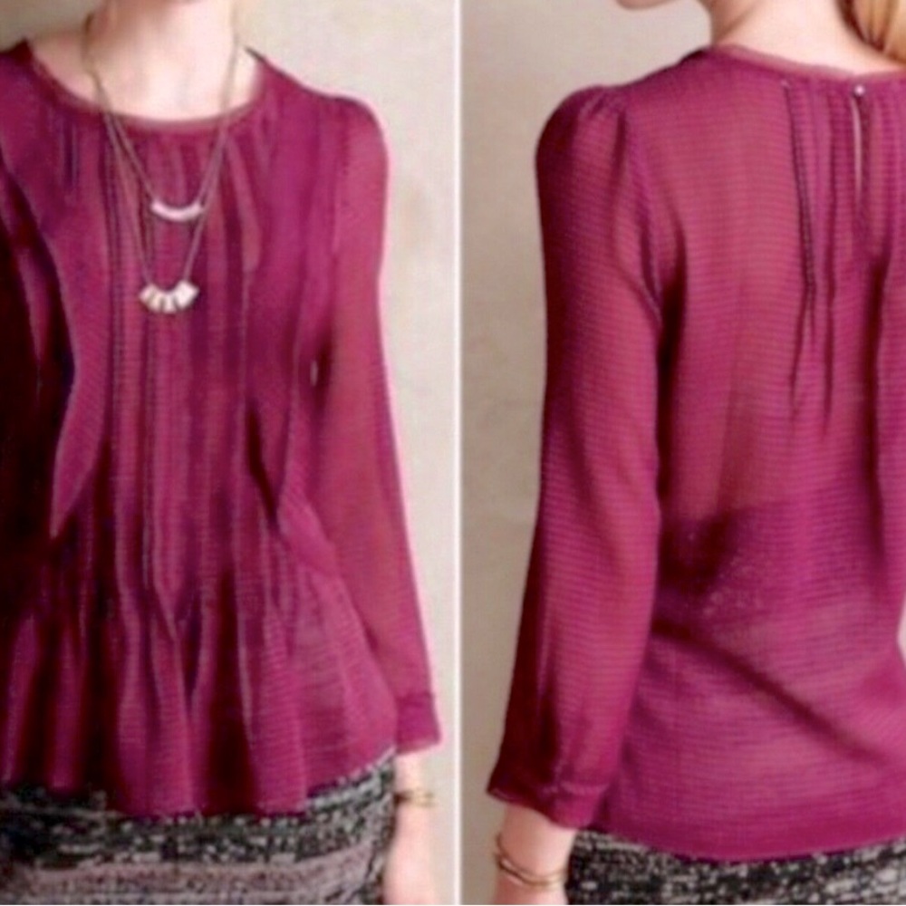 Anthropologie HD Paris blouse Thistleberry sheer
